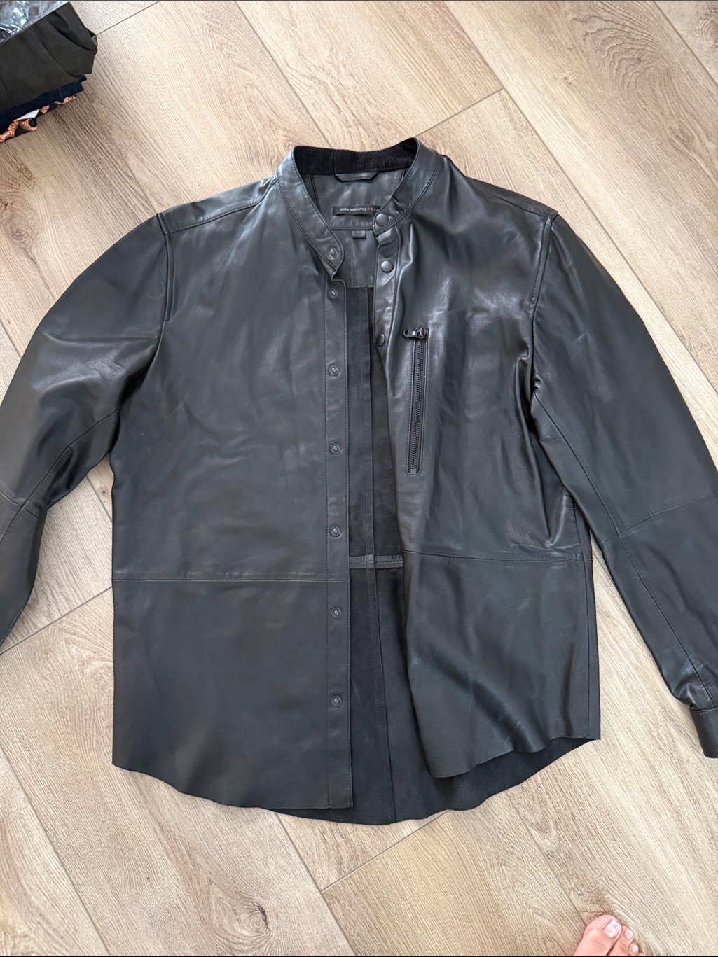 John Varvatos Black Leather Jacket